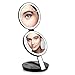 Lighted Travel Makeup Mirror, Butyface 1X and 7X Magnifying Makeup Mirror with Lights, Compact Folding Handheld Travel Mirror with LED Lights, Charging by Batteries or USB Plug in