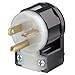 Leviton 5366-CA 20 Amp, 125 Volt, Straight Blade, Plug, Industrial Grade, Grounding, Angle, Black-White primary