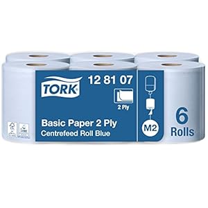 Tork 128107 Multifunctionele doekjes / Papierrollen Geschikt voor M2 Centrefeed System Big Dispensers / Blauw / 6 x 150m…