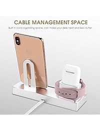 MAD GIGA 5 en 1 soporte de carga de carga, soporte de estación de carga, soporte para reloj iWatch, competible para iWatch Series 3 2 1AirPods iPhone X 7 7plus SE 5s 6S PLUS iPad Mini, lápiz Apple