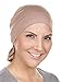 Womens Ruffle Chemo Hat Beanie Scarf, Turban Head Wrap for Cancer Mocha Brown