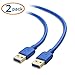 Cable Matters 2-Pack 5Gbps Short USB 3.0 Cable - 3ft, Male to Male USBA to USBA Cable, USB Cord, Blue