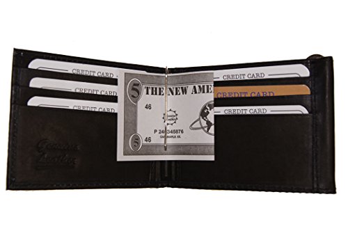 Improving Lifestyles Leather Mens Wallet Spring Money Clip Z Shape Trifold Bifold Money Clip Black credit card Organza Bag SUN1492BK