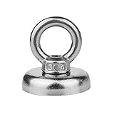 68 LBS Pulling Force Super Powerful Round Neodymium Magnet with Countersunk Hole and Eyebolt Diameter 1.26INCH(32mm) for Salvage in River or Fishing
