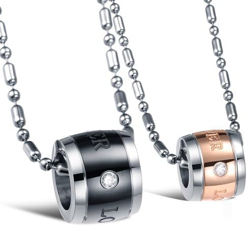 MyTime Jew Ball Pendant 316L Stainless Steel Necklace Lovers' Couple Black And Golden gx800