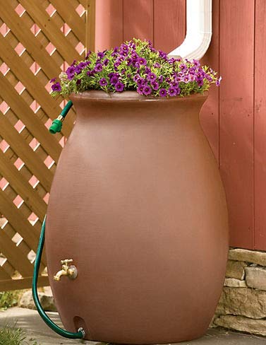 Algreen 81113 Castilla Rain Barrel with Brass Spigot, Dark Brown, 50-Gallon