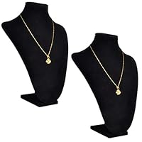 Flannel Jewelry Holder Necklace Bust Black 9" x 4.5" x 11.8" 2 pcs