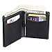 Bifold Trifold Leather RFID Mens Wallet with ID Window & Coin Pocket (Black)