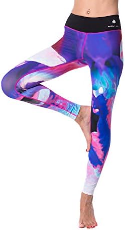 Guely Ray CALYPSO Women's Fuchsia Blur Printed Yoga Pants With Hidden Pocket, Active Leggings Ankle Length for Workout Yoga Sports Running Jogging Walking, Girls &amp; Ladys