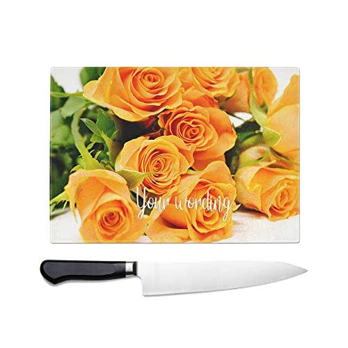 Roses Personalized Tempered Glass Cutting Board Wedding
