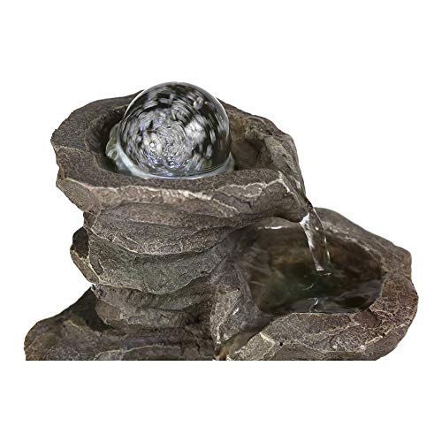 PeterIvan 4-Tier Cascading Resin-Rock Falls Tabletop Water Fountain - 11 2/5" Small Relaxation Waterfall Feature with LED Lights&Ball, Indoor Oudoor Decorative Tabletop Fountain for Stress Relief - Thumbnail 5