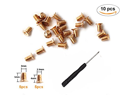 Countersunk Flat Head Phillips Recess Screws Leather Accessories for Belt Buckle Repair Includes Screwdriver 10 Pieces.(Gold) - Thumbnail 2