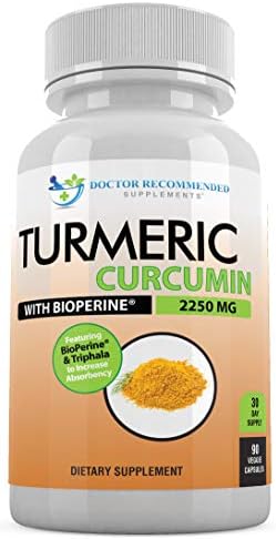 Turmeric Curcumin - 2250mg/d - Veggie Caps - 95% Curcuminoids with Black Pepper Extract (Bioperine) - 750mg Capsules - 100% Organic - Most Powerful Turmeric Supplement with Triphala