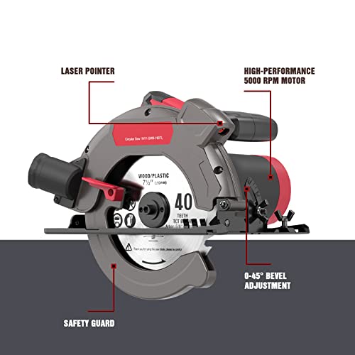 Circular Saw with Laser Guide, 5000 RPM Corded Circular Saw with 2