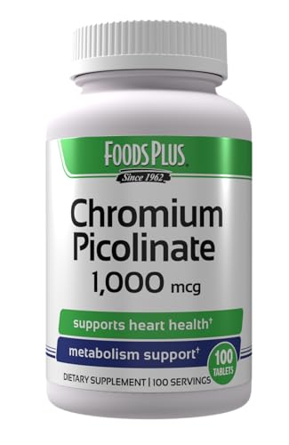 FoodsPlus Chromium Picolinate 1,000 mcg Mineral Supplement, Superior Apsorption…