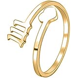 COLORFUL BLING Dainty Gold/Silver Love Heart Lucky Angel Number Ring Adjustable Wedding Band Anniversary Promise Rings for Wo