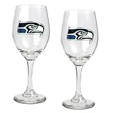 NFL Seattle Seahawks 14-Ounce Wine Glass (Set of Two)