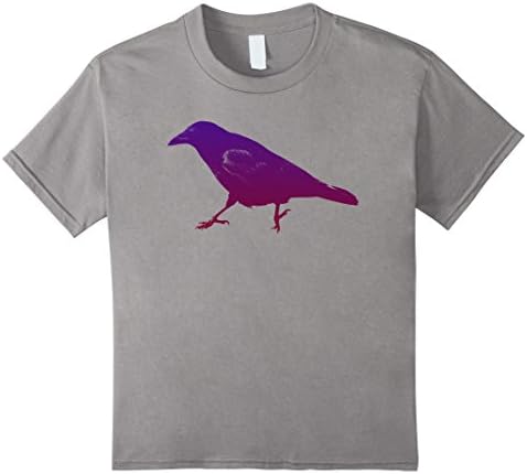 Kids Graphic Design Art Animal Vintage Style Crow T-shirt 6 Slate