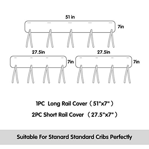 Sunstyle Home 3 Pieces Baby Crib Rail Cover Set, Safe Teething Guard