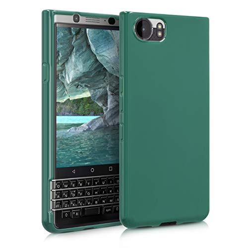 kwmobile TPU Silicone Case for BlackBerry KEYone (Key1) - Soft Flexible Shock Absorbent Protective Phone Cover - Dark Green Matte