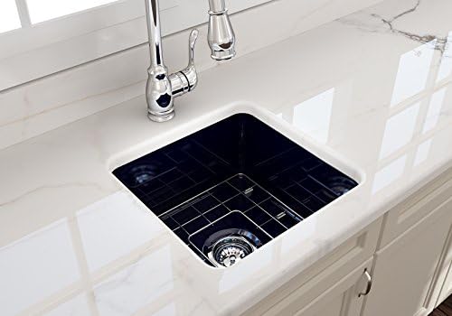 Sotto Undermount Fireclay 18 in. Single Bowl Kitchen Sink with Protective Bottom Grid and Strainer in Sapphire Blue