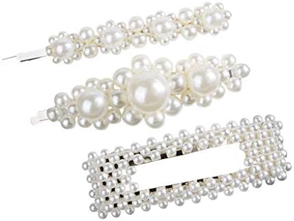 SMILEQ Beauty 3pcs Hair Barrettes Hair Pins Decorative Wedding Bridal Artificial Pearl Hairpins