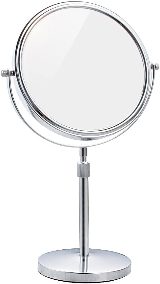 Mirrors - Nicesail Tabletop Makeup Mirror 8 Inch Double-Sided with 7X Magnification, Freestanding Mirror with Pedestal for Shaving, Height Adjustable Chrome Finish (8 Inch, 7X)