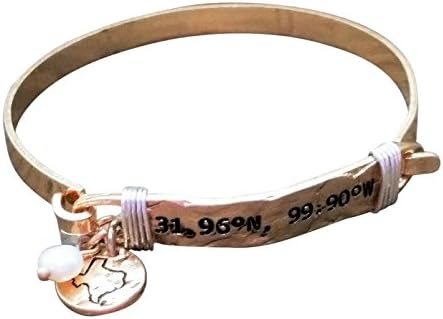 Loaded Lids Latitude and Longitude State Bracelet (Texas/Goldtone)