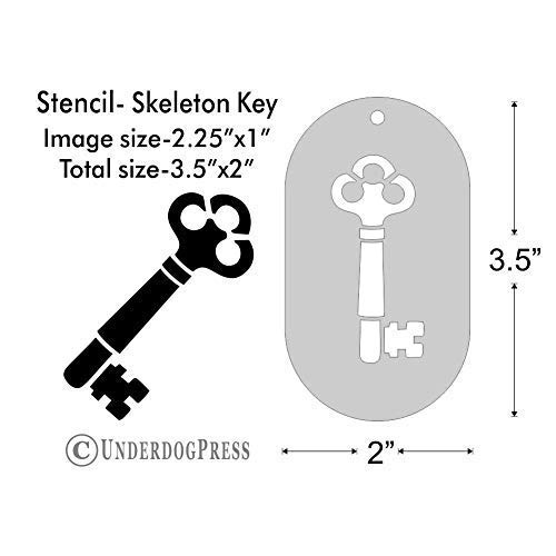 Handmade Products Stencil Skeleton Key 2.25x1 Inch Image on 3.5x2