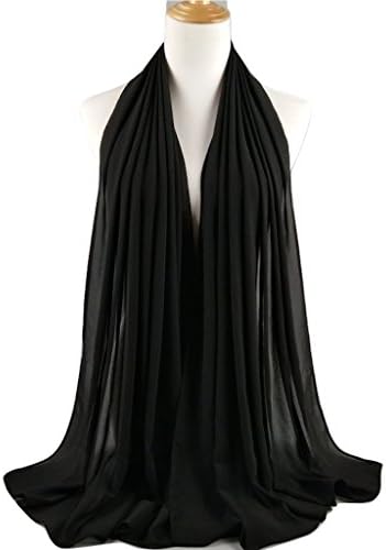 Elegance Collections Bubble Chiffon Scarves Muslim Hijab Headwrap Rectangle One Size (#30) Black