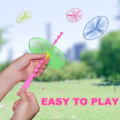 zoordo Twisty Flying Saucers,Pull String Helicopter, 40Pack Flying Disc, Kids Outdoor Play Toys