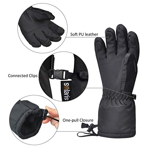 Ski Gloves, Waterproof Winter Snow Gloves with Breathable Neck Warmer for Skiing, Snowboarding, Motorcycling, Shoveling Snow, Outdoor Sports, Gifts for Men Women, Size Run Small