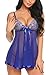 Avidlove Women Nightwear Lace Babydoll Strap Chemise Halter Lingerie Sexy Nighty Blue L