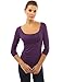 PattyBoutik Women's Scoop Neck Ruched Raglan Long Sleeve Top (Medium Purple M)