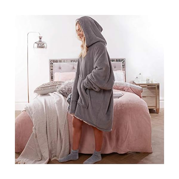Sienna Hoodie Blanket Ultra Soft Sherpa Fleece Warm Cosy Comfy Oversized Wearable Hooded
