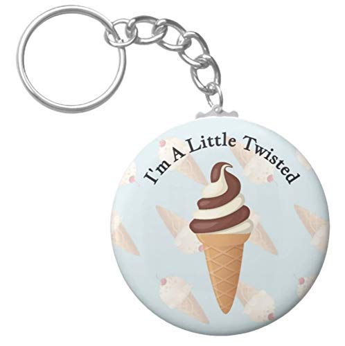 I'm A Little Twisted Cute Chocolate Vanilla Swirl Ice Cream Cone Key Chain