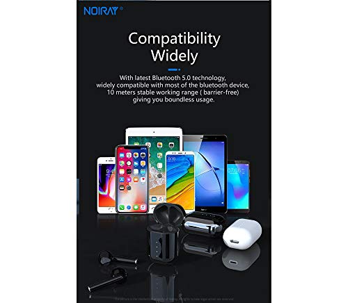 Bluetooth Earbuds True Wireless Earbuds with Mic Sports Headphones in Ear TWS with Wireless Charging Case Auto Pairing for iPhone Android (White)