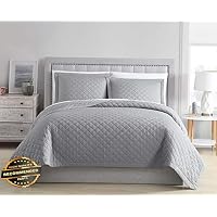 Werrox 3pcs Bamboo Viscose Diamond Quilted Bedspread Coverlet Set Queen Size | Quilt Style QLTR-291266992