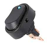 HOTSYSTEM DC12V 30A Rocker Toggle Switch ON-OFF Control SPST LED Illuminated 3Pin Triangle Plug for Car Motorcycle Boat Marine Truck Trailer Auto and More (Blue,1-Pack)