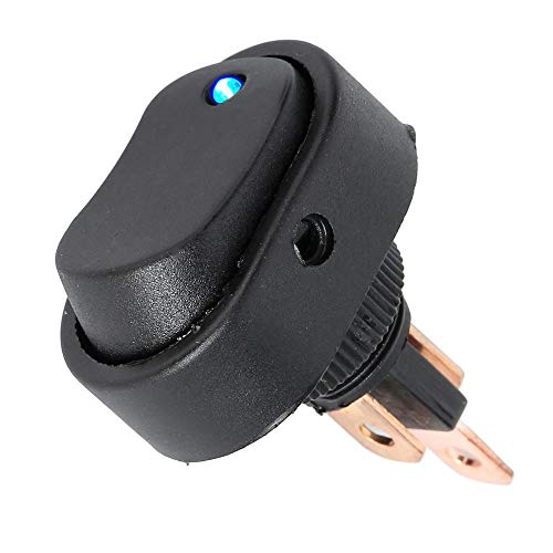 HOTSYSTEM DC12V 30A Rocker Toggle Switch ON-OFF Control SPST LED Illuminated 3Pin Triangle Plug for Car Motorcycle Boat Marine Truck Trailer Auto and More (Blue,1-Pack)