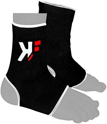 KIK FIT Elasticated Pair Black Ankle Foot Support Boxing, MMA, Martial Arts, UFC, Kick Boxing