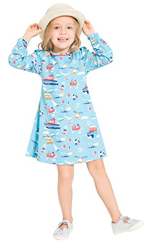 2-7 Years Old Girls Long Sleeve Cotton Cute Printed Cartoon Dress