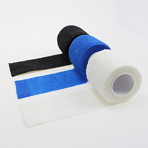 Homgaty 9 Pack Self Adherent Cohesive Wrap Bandages,Strong Sports Tape for Wrist,Ankle Sprains & Swelling,First Aid Sports Vet Tape Medical Supplies,Self Grip Roll - 2/3/4inch,White,Blue,Black