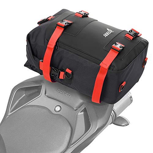 image for Waterpoof Motorcycle Tail Bag, SEEU Universal Motorcycle Seat Bag Moto
