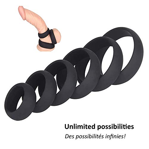 MON AMOUR Anneau de Pénis - Ring - Sextoys Homme Masculin Couple - Lot de 6 (Diamètre Différents) - Silicone Médical - Cockring - Augmente l’Érection - Retarde l’Ejaculation Orgasme - Qualité Premium