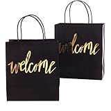 Ling's moment Set of 25 Black Gold Welcome Bags for Wedding Party Gift Bags for Hotel Guests, Weekend Destination Wedding Favors