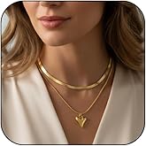 Layered Heart Necklace For Women, Stainless Steel Snake Chain Love Pendant Layering Necklaces Personalized Vintage Christmas Birthday Jewelry Gifts