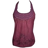 Mogul Interior Women's Halter Tank Top Blouse Boho Sleeveless Shirts X-S