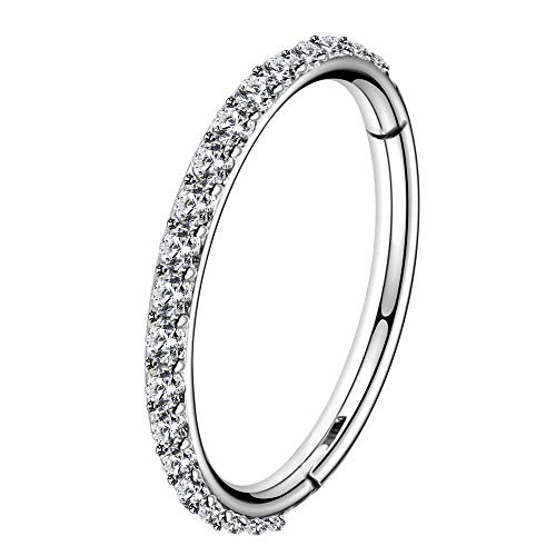 OUFER 16G Pendientes de cartílago de acero inoxidable Cinco pétalos CZ transparente Flor Tragus Helix Pendientes Cartílago Pendiente Stud