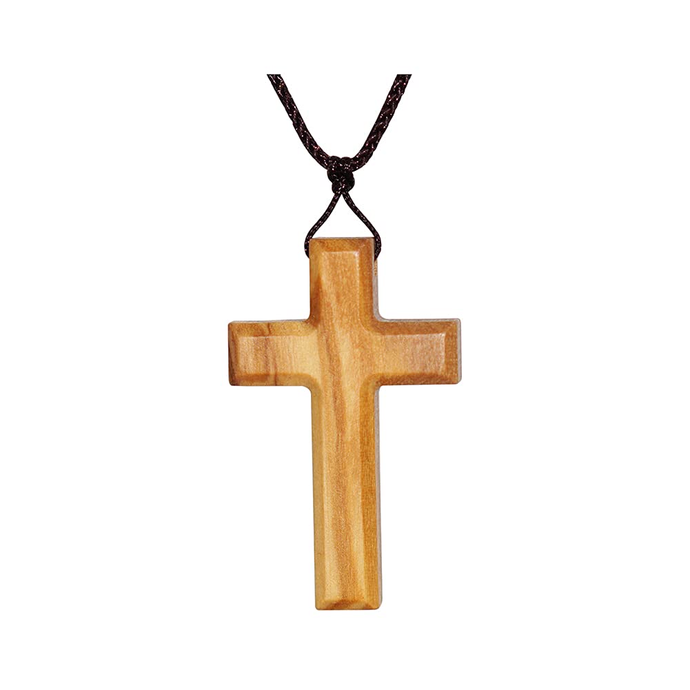 Xianli Wang Simple Olive Wood Cross Pendant Necklace for Men Women Wooden Solid Christian Baptism Christmas Easter Prayer Faith Confirmation Birthday Gift Car Rearview Mirror Hanging Wall Ornament